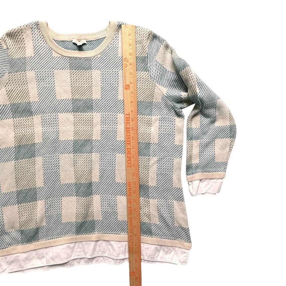 Talbots Womens 1X Striped Cotton Knit Pullover Sweater Blue Green Cream - Picture 6 of 8